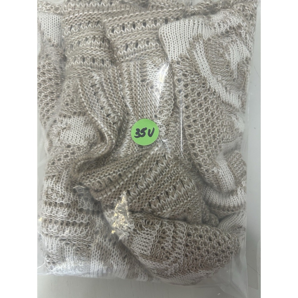 Faded Glory Y2K Coastal Layer Beige Crochet Open Knit Shrug Crop Cardigan Size M - Picture 9 of 9